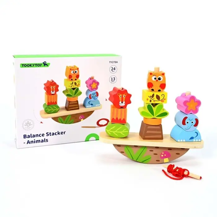 Tooky Toy Дрвена игра за баланс Balance Stacker – Animals, 13 делови Tooky Toy Дрвена игра за баланс Balance Stacker – Animals, 13 делови