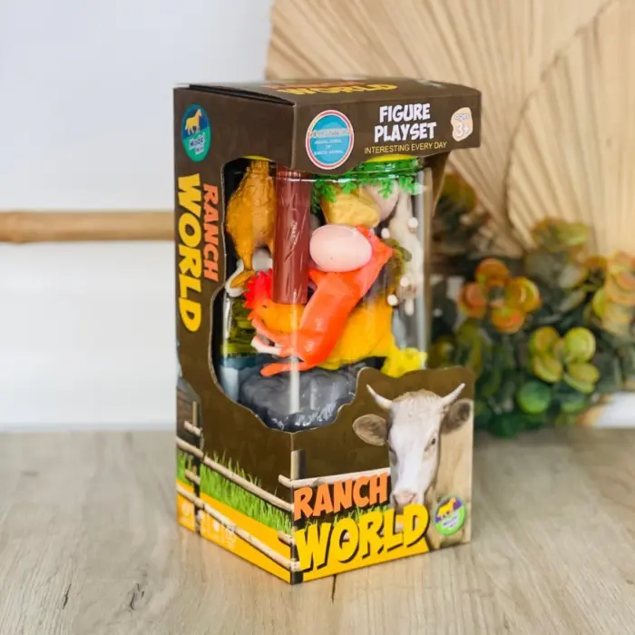 Сет фигури животни од фарма Ranch World, 18 делови со ограда и дрвце – слика 2