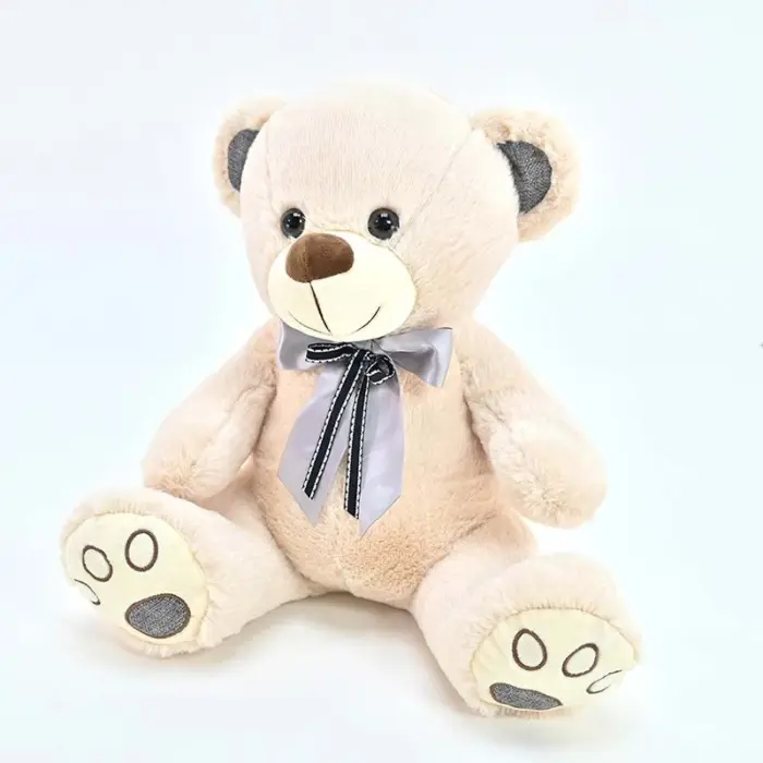 Amek Плишано мече со двојна сатенска и пругаста машна, 40 cm