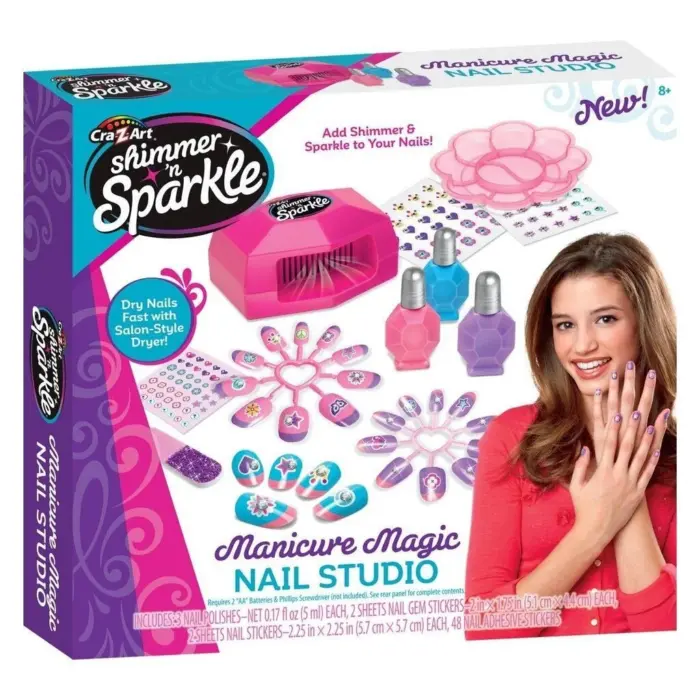 Cra-Z-Art Shimmer 'n Sparkle Set për thonj Manicure Magic Nail Studio