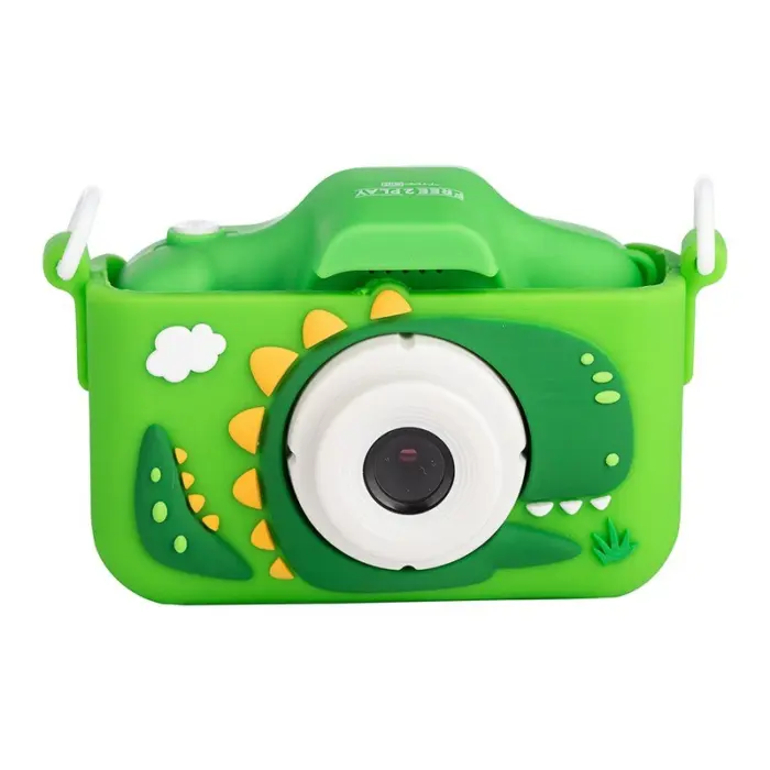 Free2Play Kiddigit Детски фотоапарат со селфи камера, Дино, зелен