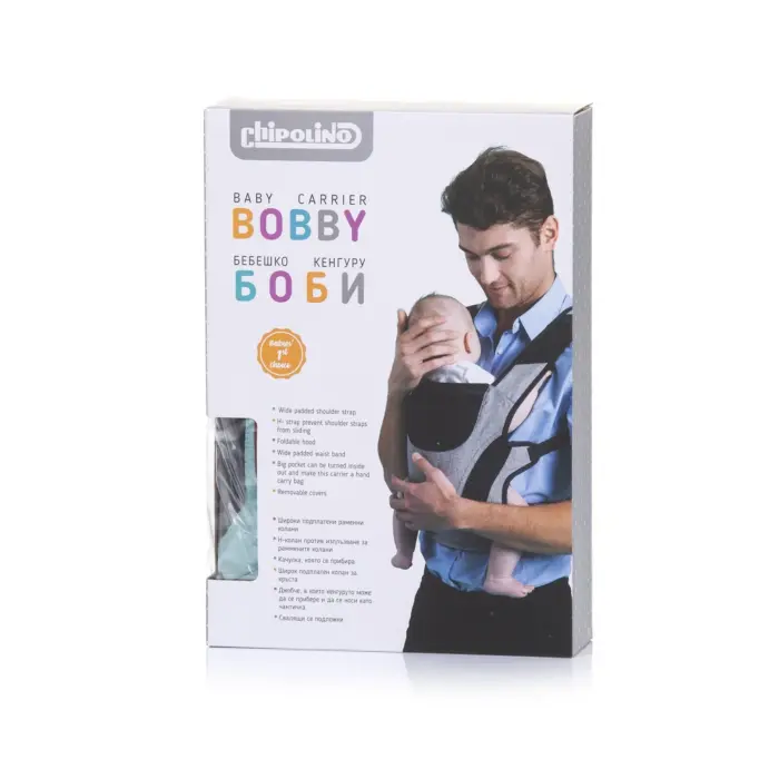 Chipolino Bobby baby carrier, 3 positions, ebony (black)