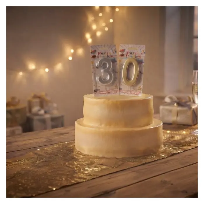 Large XXL birthday candle with number, silver or gold
