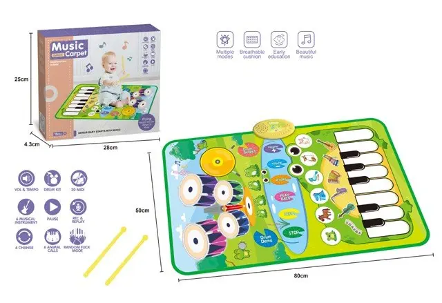 Music Carpet musical mat with piano and drums, 80 x 50 cm Music Carpet musical mat with piano and drums, 80 x 50 cm