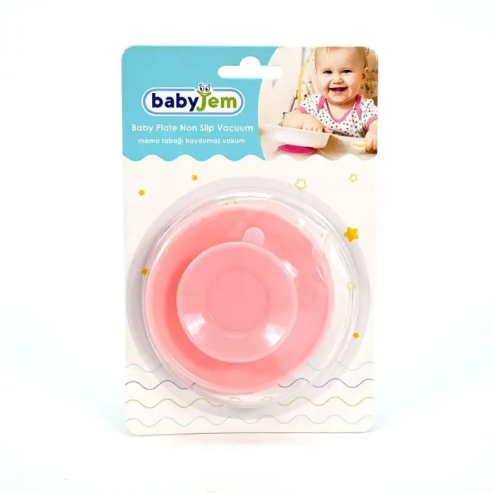 Baby Jem Силиконски вакуум држач за чинија против лизгање, розов – слика 2