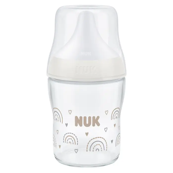 NUK Shishe qelqi Perfect Match 120 ml, me thithkë silikoni S, 0+ muaj