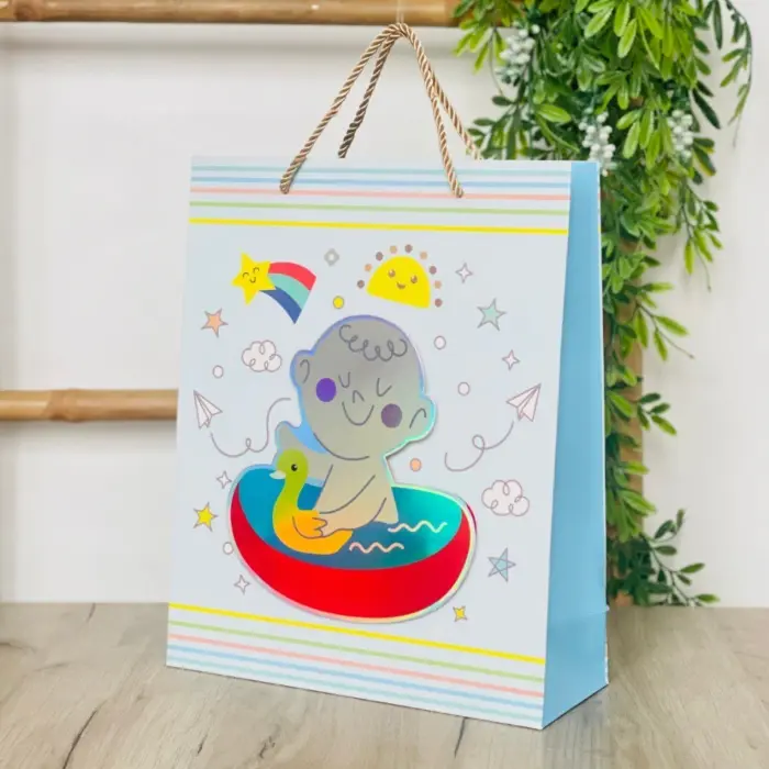 Decorative baby gift bag with baby motif, 26 x 32 x 10 cm – image 2