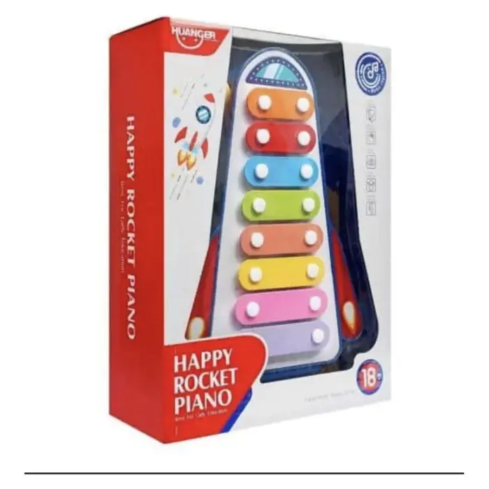 Xylophone “Rocket” Colorful rocket-shaped xylophone with mallet · 18+ months