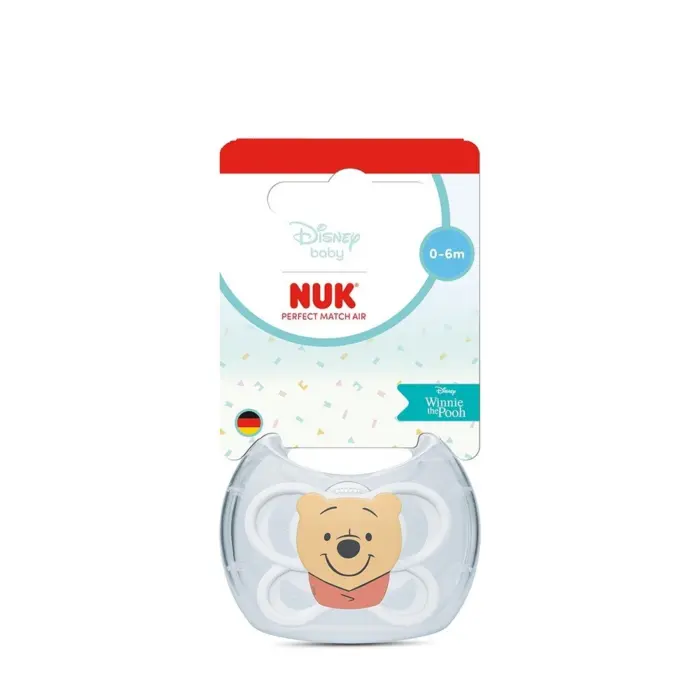 NUK Disney Цуцла лажалка Perfect Match Air Вини Пу, 0–6 месеци