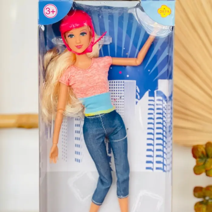 Defa кукла Lucy скејтерка со кацига и скејтборд, 29 cm – слика 4