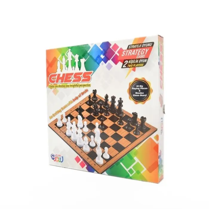 Shah me 32 figura dhe tabelë druri 34 x 34 cm, për dy lojtarë – foto 4