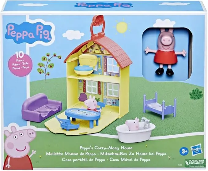 Peppa Pig – Peppa’s Carry‑Along House Playset, shtëpi portative me 2 figura dhe 7 aksesorë