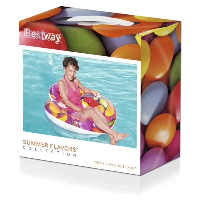 Bestway Candy Delight inflatable ring chair with backrest, 118 x 117 cm