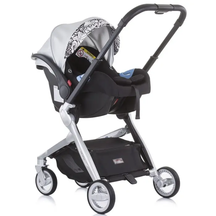 Chipolino Бебешка количка Emotion 3 во 1 со автоседиште, Silver (сребрена) – слика 4