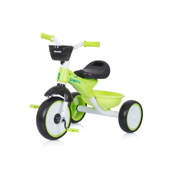 Chipolino Triçikël për fëmijë Sporty me shporta përpara dhe prapa, i gjelbër Chipolino Triçikël për fëmijë Sporty me shporta përpara dhe prapa, i gjelbër