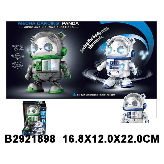 Robot panda vallëzues me dritë dhe muzikë