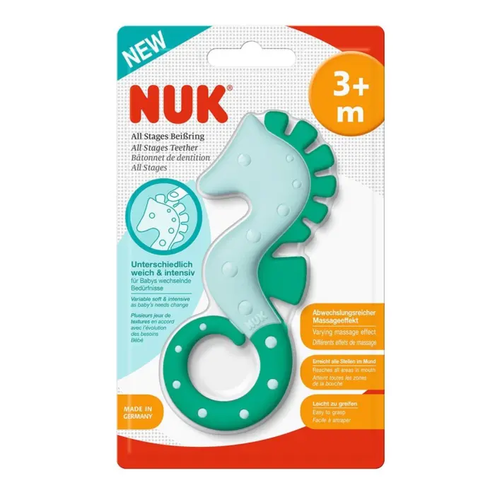 NUK Глодалка за заби Морско коњче All Stages, 3+ месеци (асортиман бои)