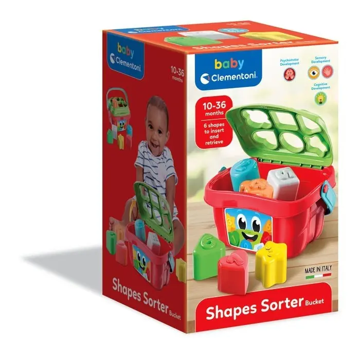 Clementoni Baby Кофа за сортирање форми Shape Sorter Bucket, 6 форми – слика 3