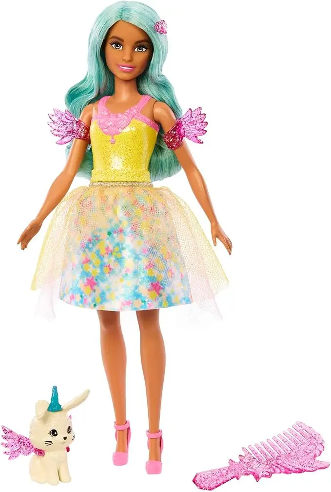 Barbie A Hidden Magic – kukull “Teresa” me fustan përrallor, flokë të valëzuara dhe krehër për lojë zbavitëse me stilizim