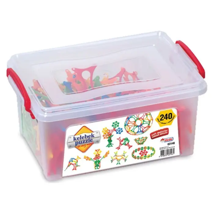 DEDE Butterfly puzzle construction set in a box with handle, 240 pieces, 03146