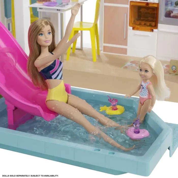 Barbie Куќа за кукли Dreamhouse со лифт, 3 ката и 75+ додатоци – слика 4