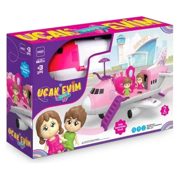 MGS Plane dollhouse with figurines, pink, 3959