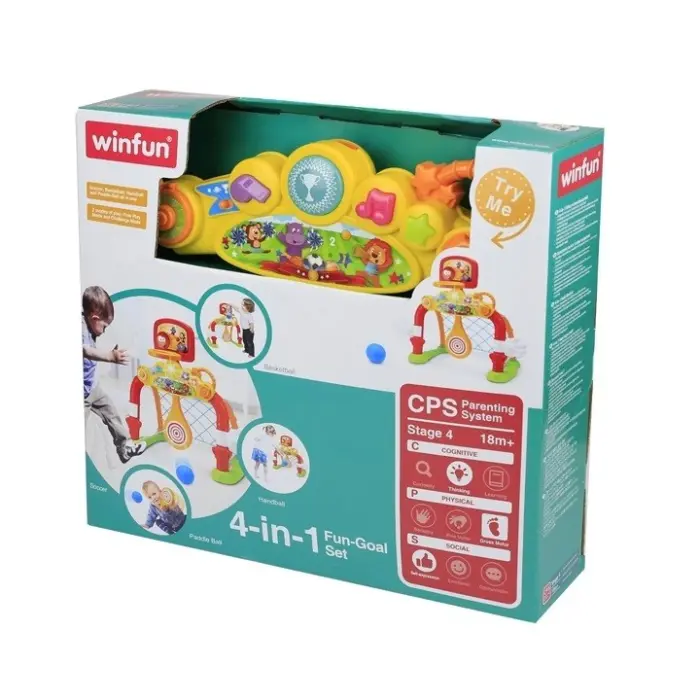 Winfun Set sportiv 4 në 1 Fun-Goal Set – futboll, basketboll, hendboll dhe raketë – foto 2