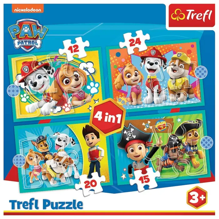 Trefl Сложувалка 4 во 1 Paw Patrol – Веселата екипа, 12, 15, 20 и 24 парчиња – слика 2