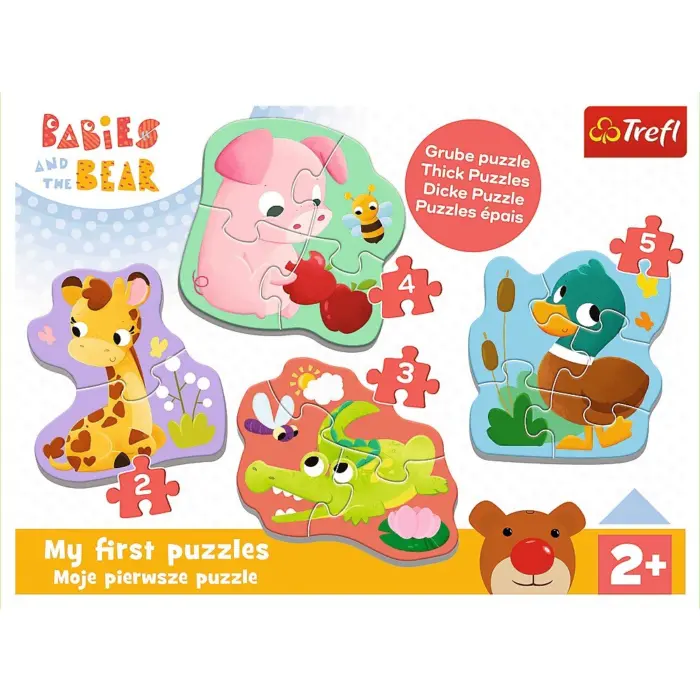 Trefl Бебешка сложувалка Babies and the Bear – Животни, 4 сложувалки од 2 до 5 парчиња – слика 2