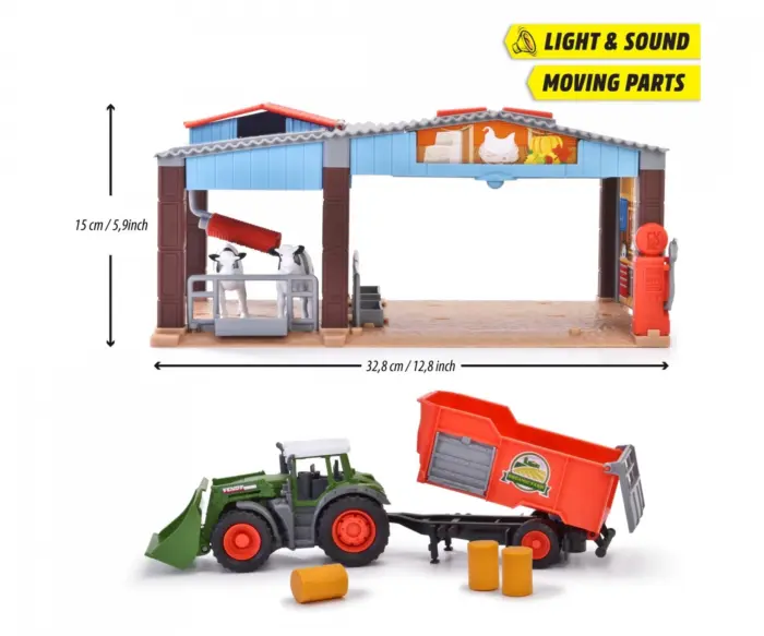 Dickie Toys Фарма Fendt Farm Station со трактор, светло и звук – слика 2