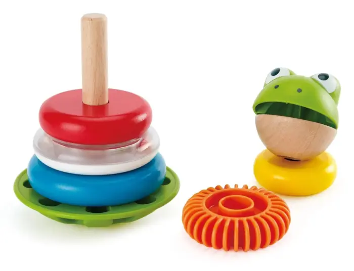 Hape Mr. Frog ring stacking toy, 5 colorful rings – image 2