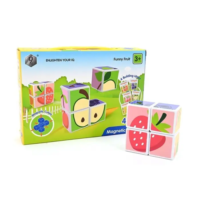 Магнетни коцки Funny Fruit, сет од 4 парчиња со овошје Магнетни коцки Funny Fruit, сет од 4 парчиња со овошје