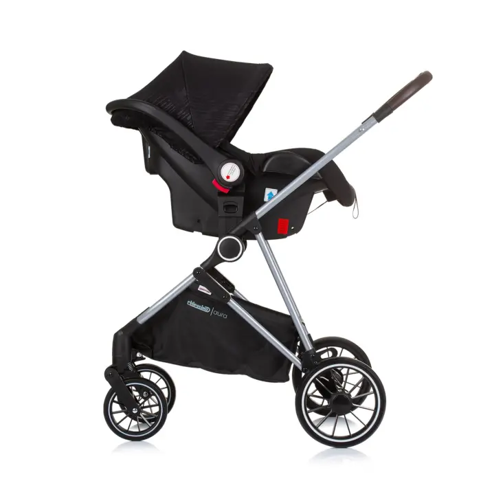 Baby Stroller AURA- Obsidian/Silver