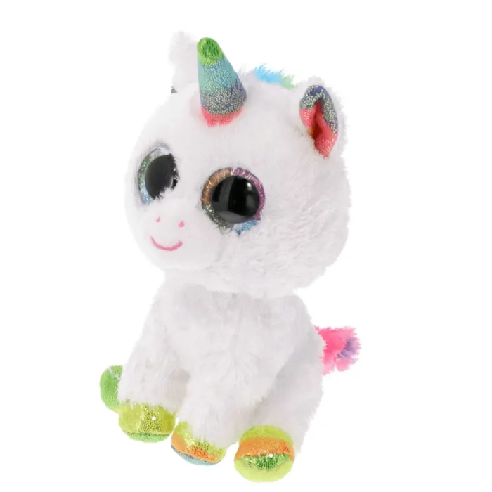 Ty Beanie Boos плишан бел еднорог Pixy со шарен рог, 15 cm – слика 2