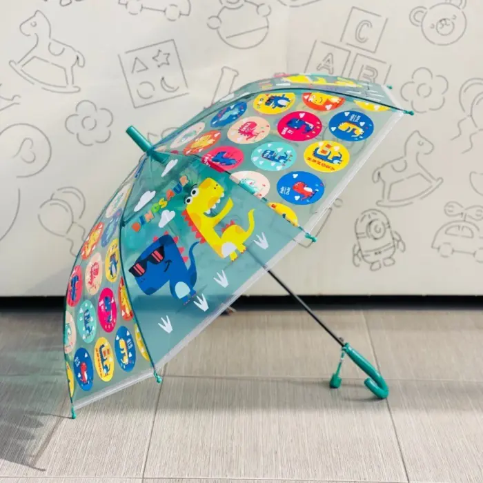 Children's transparent umbrella with dinosaurs and whistle on the handle, 65 x 82 cm – image 4