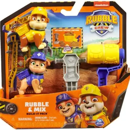 Paw Patrol Rubble & Crew сет Build-It со фигури и кинетички песок – слика 2
