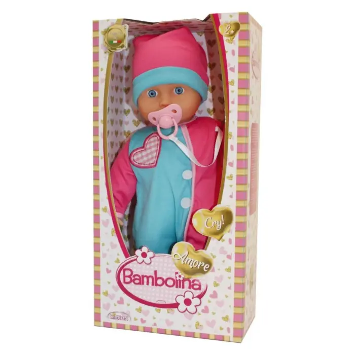 Dimian Bambolina baby doll that cries and sucks a pacifier, 36 cm