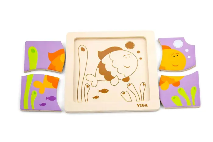 Viga Дрвена сложувалка Handy Flat Puzzle Риба, 4 дела – слика 2