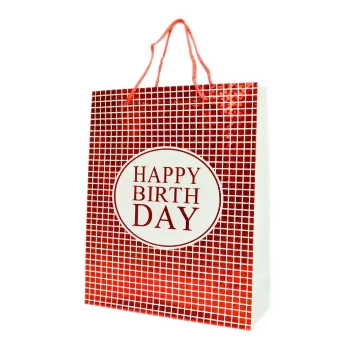 Happy Birthday decorative bag with holographic effect, 26 x 32 x 10 cm – image 2