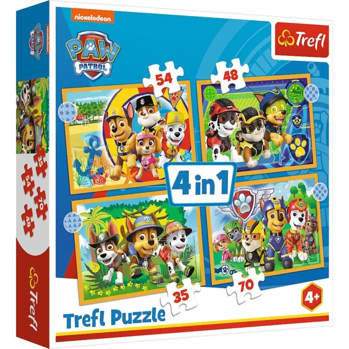 Trefl Сложувалка 4 во 1 Paw Patrol на одмор, 35, 48, 54 и 70 парчиња
