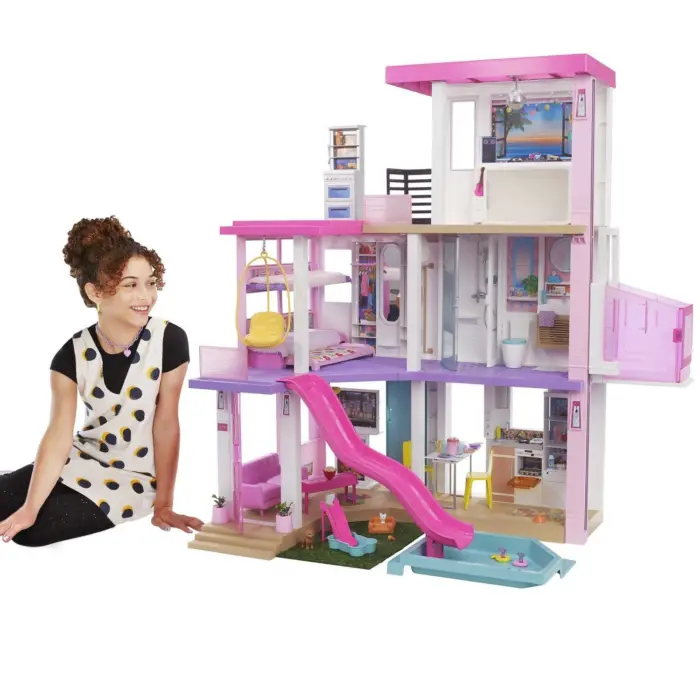 Barbie Куќа за кукли Dreamhouse со лифт, 3 ката и 75+ додатоци – слика 2