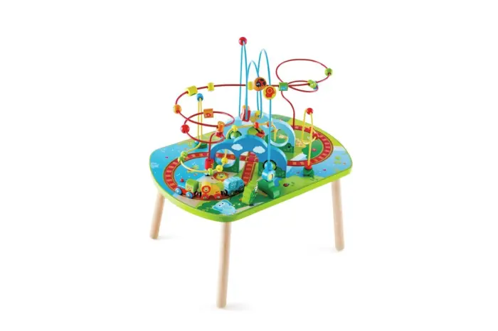 Hape Дрвена масичка со пруга и лавиринт Jungle Adventure Railway Table