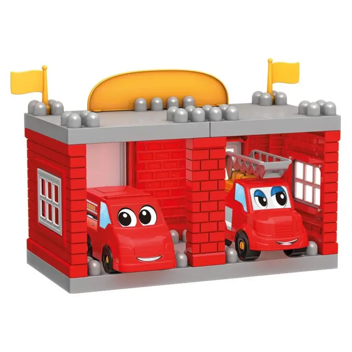 DEDE Fire Station block set with track, 47 pieces, 03323