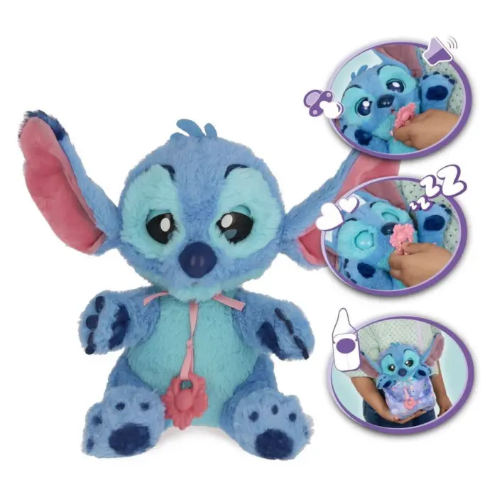 IMC Toys Интерактивна плишана играчка Disney Baby Paws Стич, со цуцла – слика 2