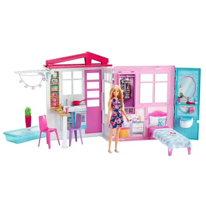 Barbie Преносна куќа за кукли со кукла, на еден кат
