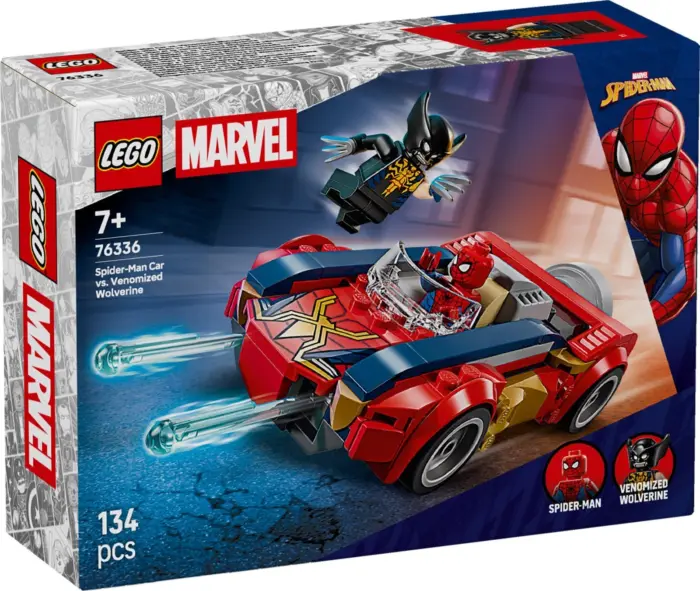 LEGO® Marvel Spider-Man со автомобил против венимизираниот Wolverine (76336)