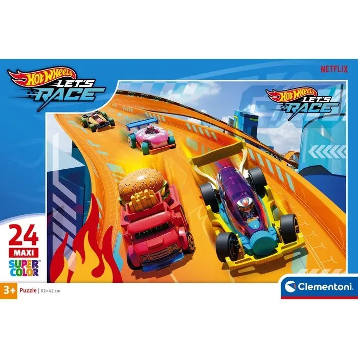 Clementoni Maxi сложувалка Supercolor Hot Wheels Let's Race, 24 парчиња – слика 2