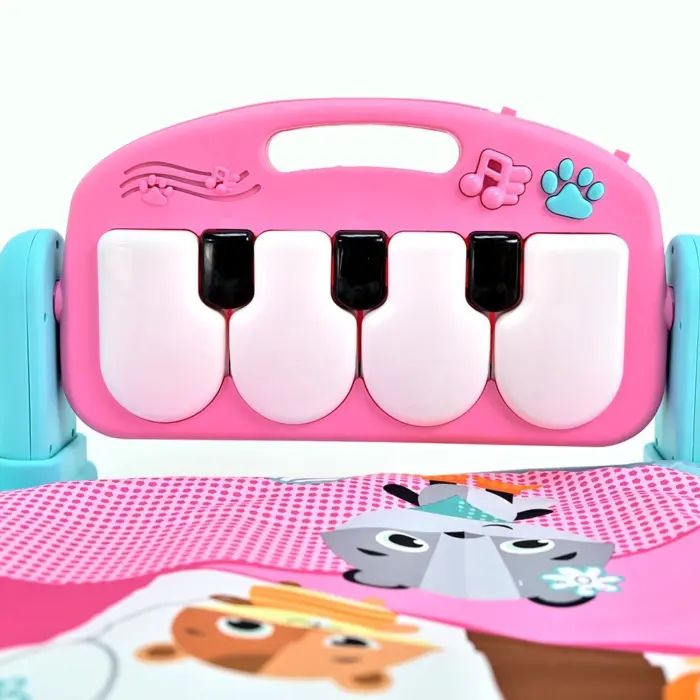 Kikka Boo Подлога за бебешка гимнастика со пијано Forest, розева – слика 3