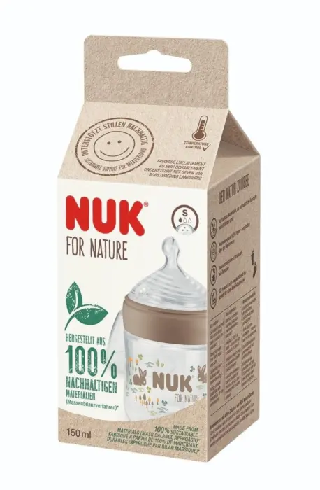 NUK for Nature Шише за бебе 150 ml со Temperature Control и силиконска цуцла