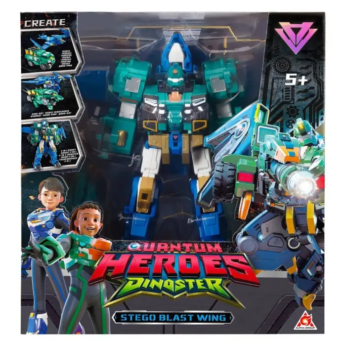 Dinoster Quantum Heroes Голем трансформирачки робот Stego Blast Wing – слика 2